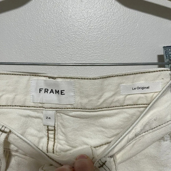 Frame Le Original Button Fly Off White Rips Distressed Jeans‎ Size 24 - Picture 3 of 7